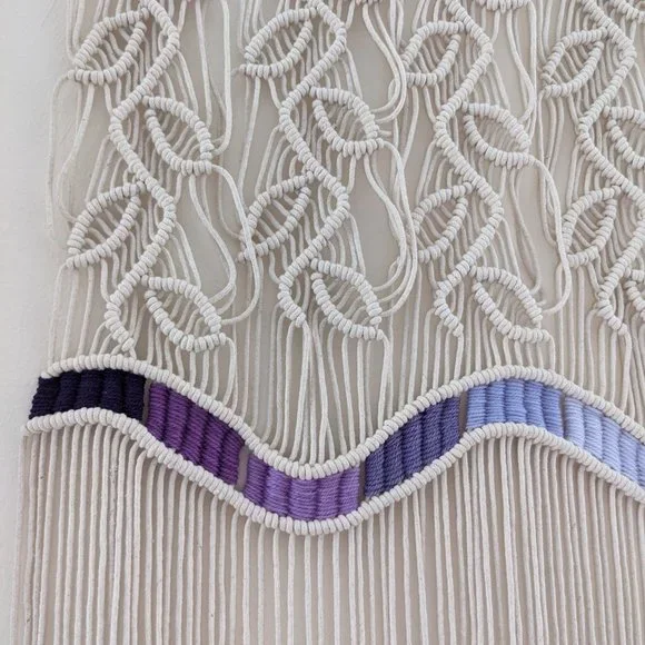 Macrame Handmade Wall Hanging - Purple Ombre Leaf Motif, MOVING SALE! - $200